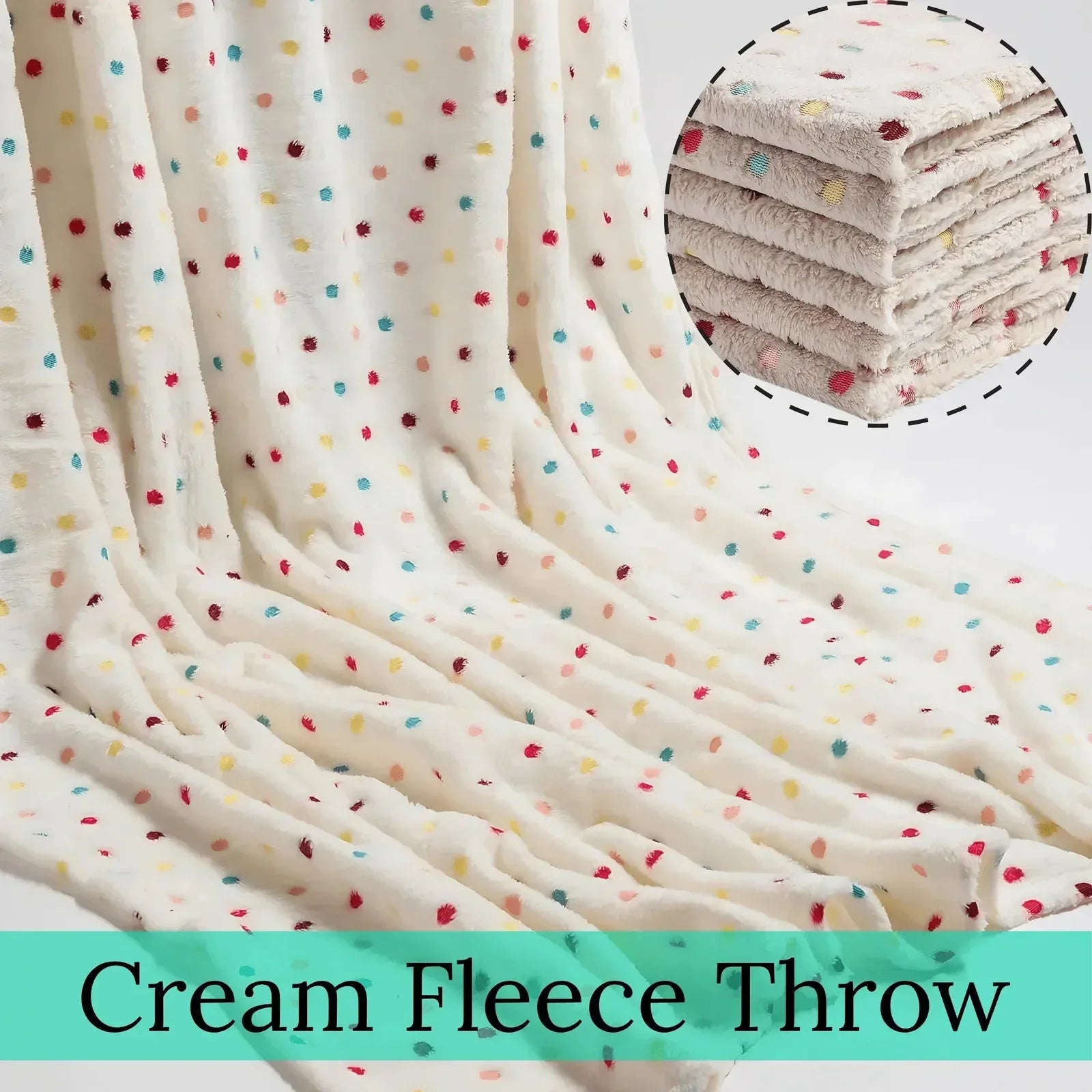 Polka Dot Fleece Throw – Ultra Plush Microfiber Blanket for Sofa, Bed & Pets Super Soft Glow-in-the-Dark - 4A's Global