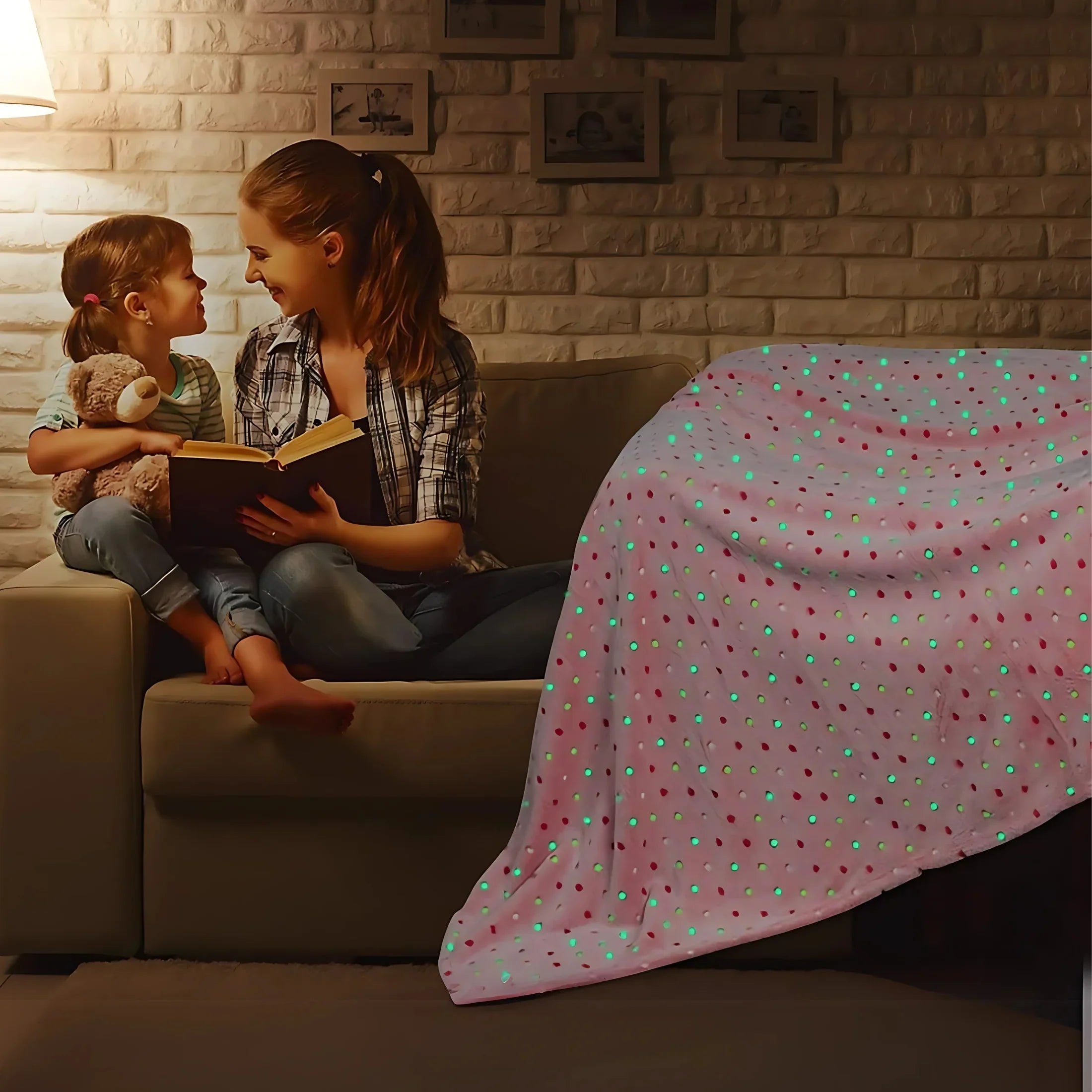 Polka Dot Fleece Throw – Ultra Plush Microfiber Blanket for Sofa, Bed & Pets Super Soft Glow-in-the-Dark - 4A's Global