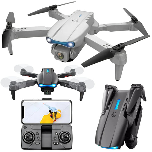 Foldable Drone E99 Pro Drone with 4K Single Camera – Foldable Mini RC Quadcopter, WiFi FPV, Obstacle Avoidance, 360° Flips, Remote Control Drone for Beginners & Adults – Grey - 4A's Global