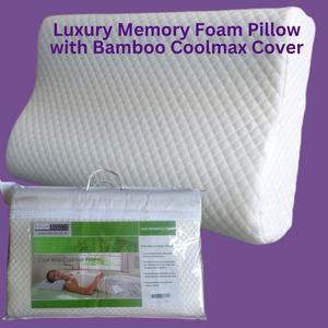 Multi Height Bamboo Pillow Memory Foam,Bamboo Cool Max Memory Foam Travel Pillow, Deep Sleep Neck pillow, New Upgraded Ergonomic Design, Removable & Washable Cover (Pack of 1 Pillow) - 4A's Global