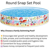 INTEX Inflatable Swimming Pool - Under The Palm Trees Round Snap Set Pool - Multi-Color Beach Theme Design, Bathtub Repair Patch Included - 4A's Global