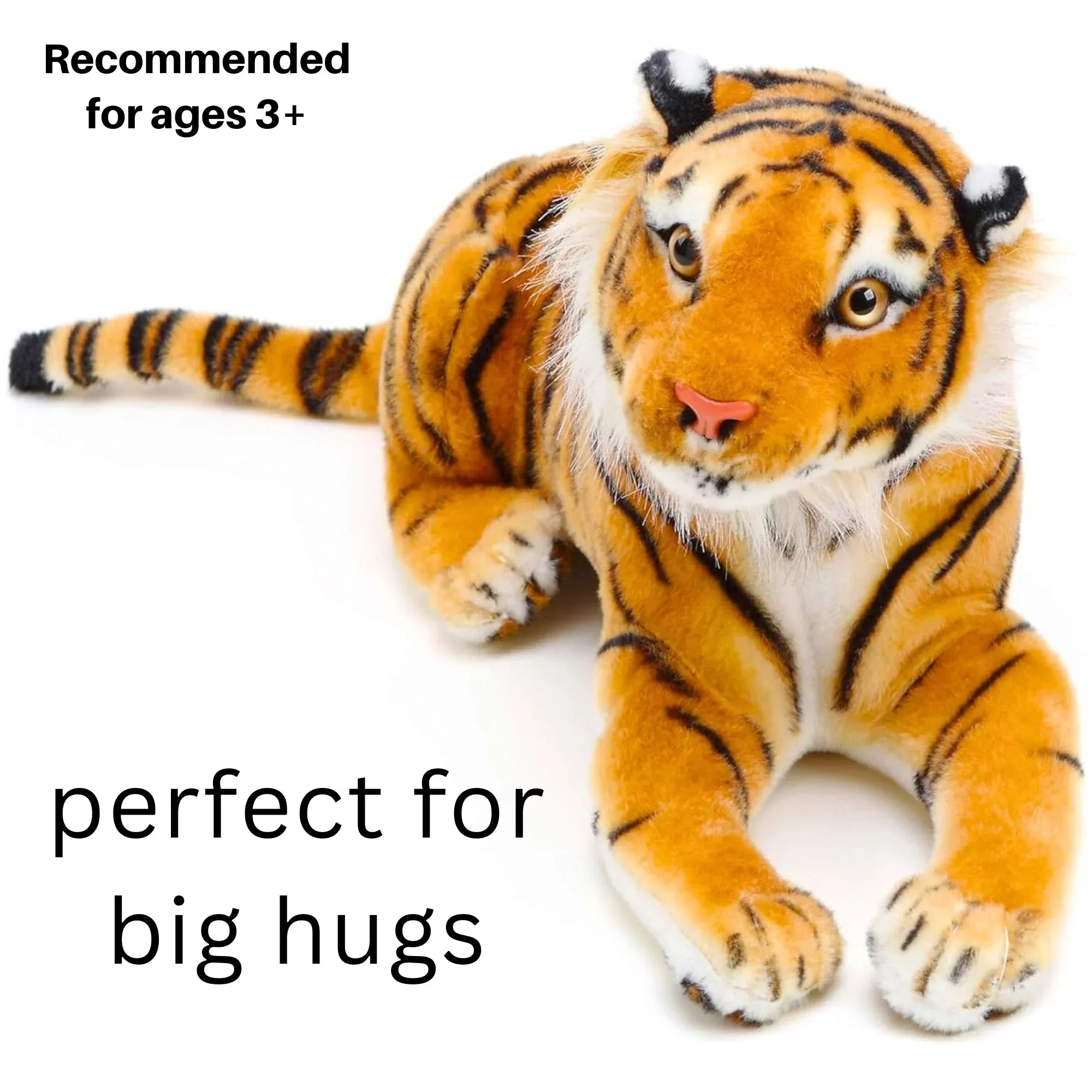Extra-Large Tiger Plush Stuffed Toy Squeeze Me – 70cm | Soft Stuffed Animal Cushion & Gift (27.5 inches/70 cm) - 4A's Global