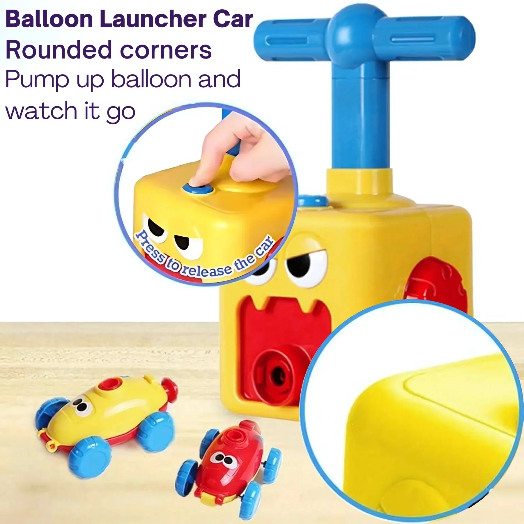 Balloon Powered Cars Toy for Kids, Balloon Launcher Air Powered Race Car - Attach balloon Inflate Press release Go - 4A's Global