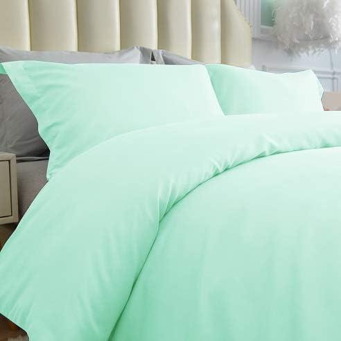 Premium King Size Percale Duvet Cover Set Plain Dyed 3 Piece Bedding Set with 2 Matching Pillowcases Soft Breathable Fabric Sea Green - 4A's Global
