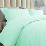 Premium King Size Percale Duvet Cover Set Plain Dyed 3 Piece Bedding Set with 2 Matching Pillowcases Soft Breathable Fabric Sea Green