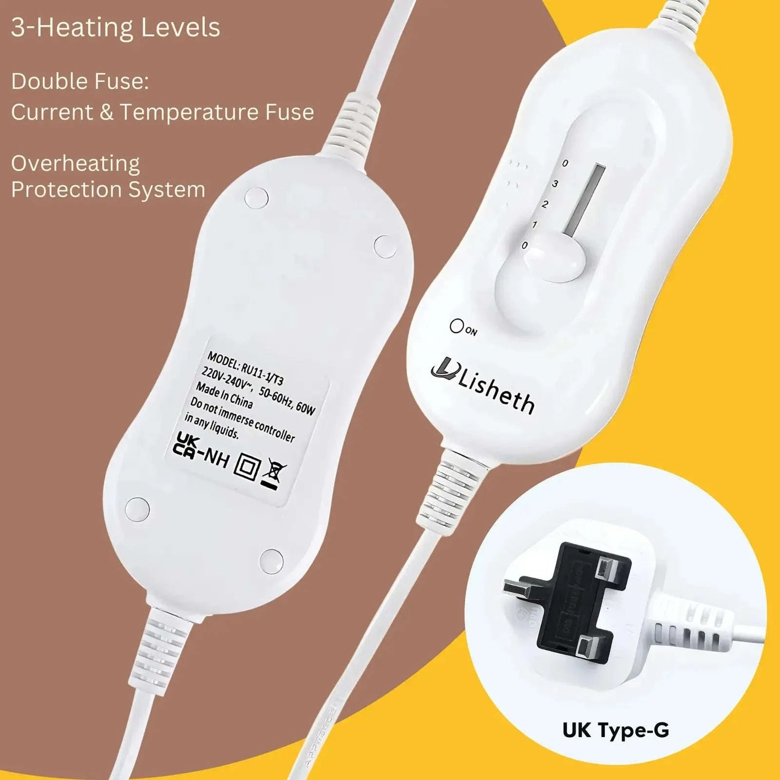 Heated Electric Blanket – Soft Microfiber with 3 Heat Settings Overheat Protection 4A's Global