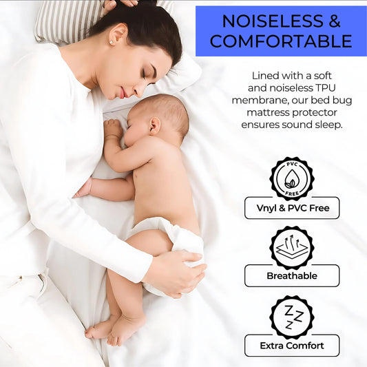 Fully Zippered Waterproof Mattress Protector Encasement – Bed Bug Proof, Anti-Allergy & Deep Fit