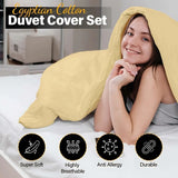 Double Duvet Cover - Premium King-Size Duvet Cover Set – Navy Percale, 3-Piece - Duvet with 2 Matching Pillowcases - Baby Yellow - 4A's Global