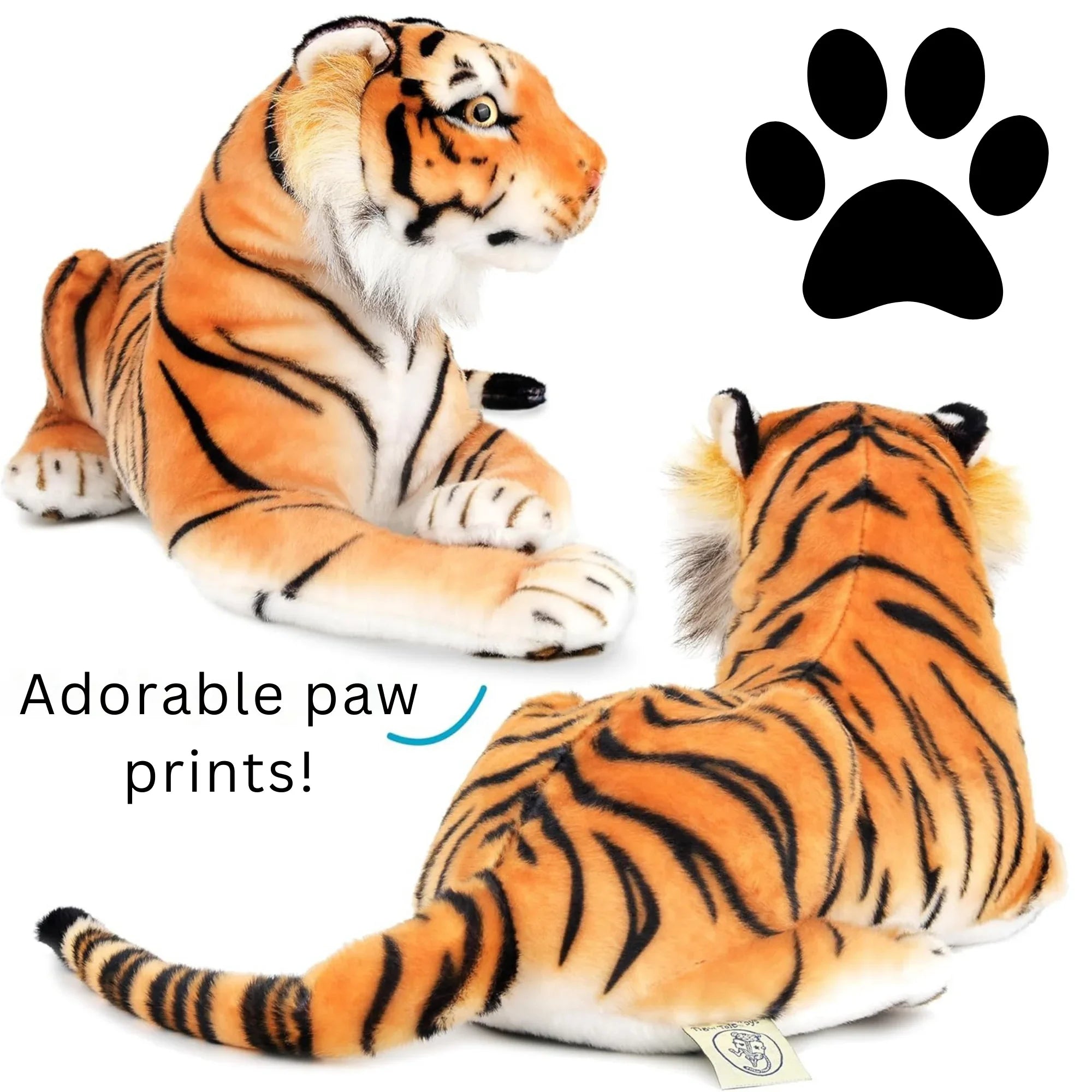 Extra-Large Tiger Plush Stuffed Toy Squeeze Me – 70cm | Soft Stuffed Animal Cushion & Gift (27.5 inches/70 cm) - 4A's Global