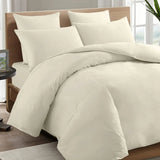 Double Duvet Cover Plain Dyed Percale Soft Bedding Set with 2 Pillowcases Premium King Size 3 Piece Duvet Quilt Cover Set Navy Cream