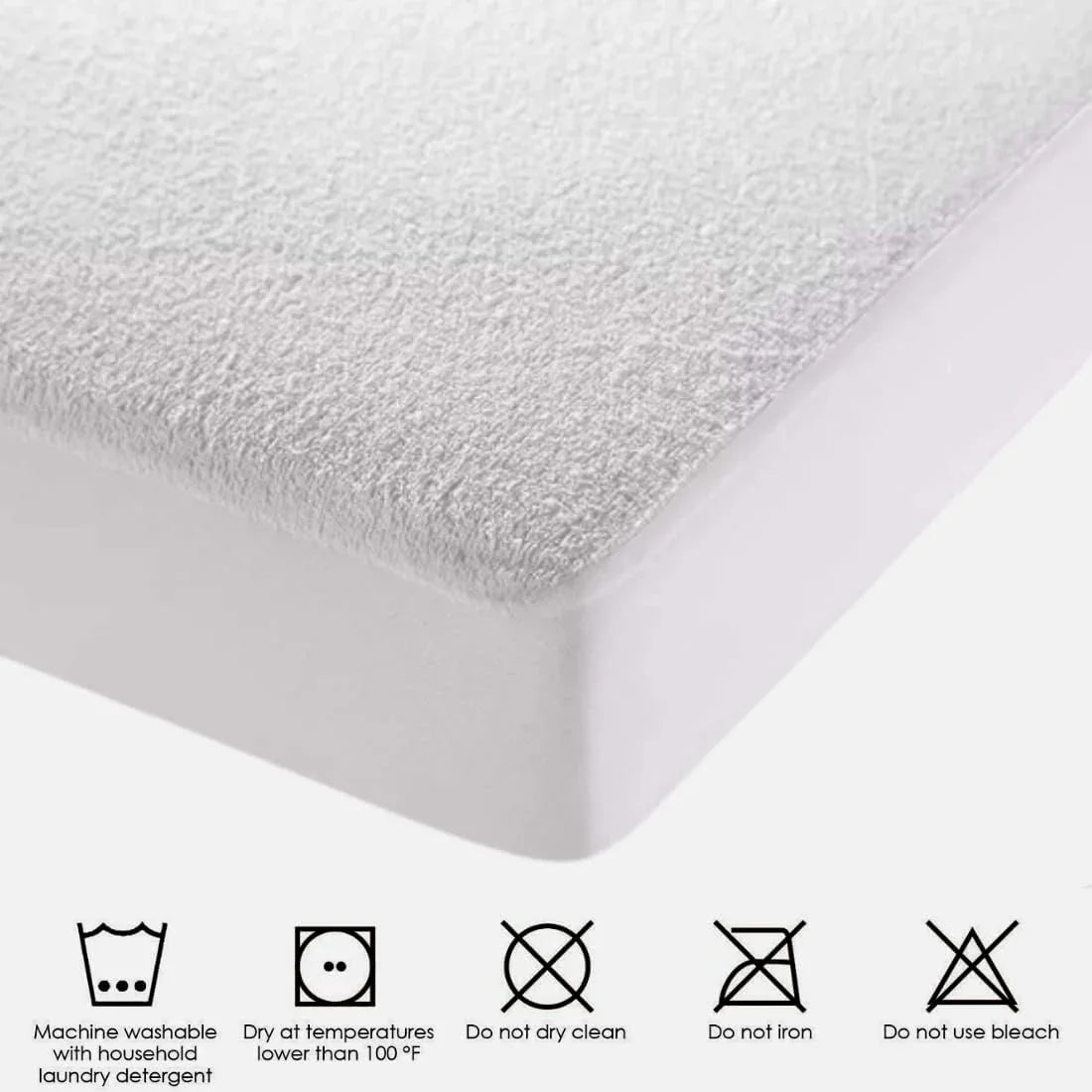 Waterproof Terry Towel Mattress Protector โ Soft, Breathable & Anti-Allergy | 30cm (12 Inch) Deep Skirt - 4A's Global