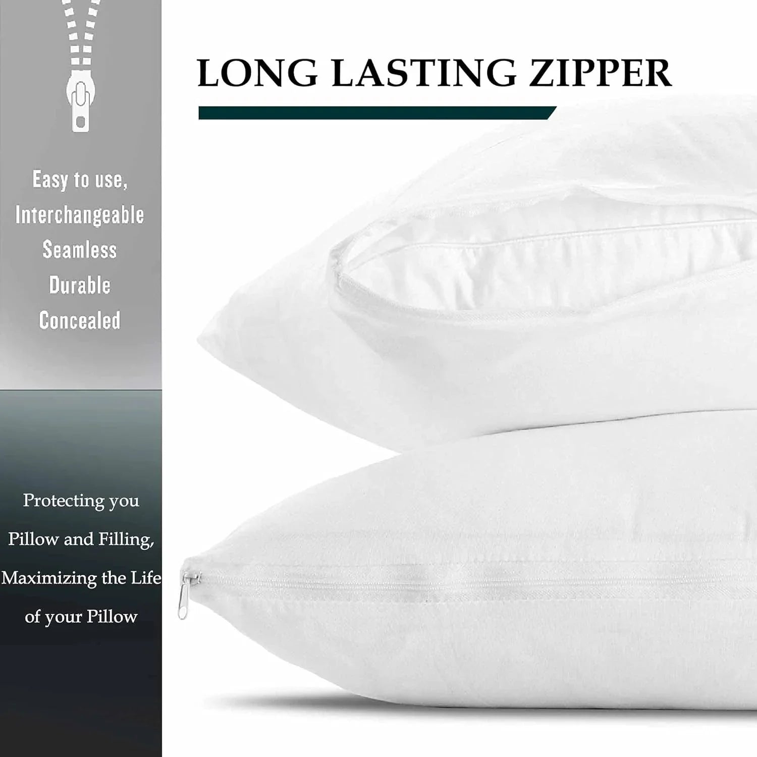 Fully Zippered Waterproof Pillow Protector – Bed Bug Proof, Anti-Allergy & Breathable - 4A's Global