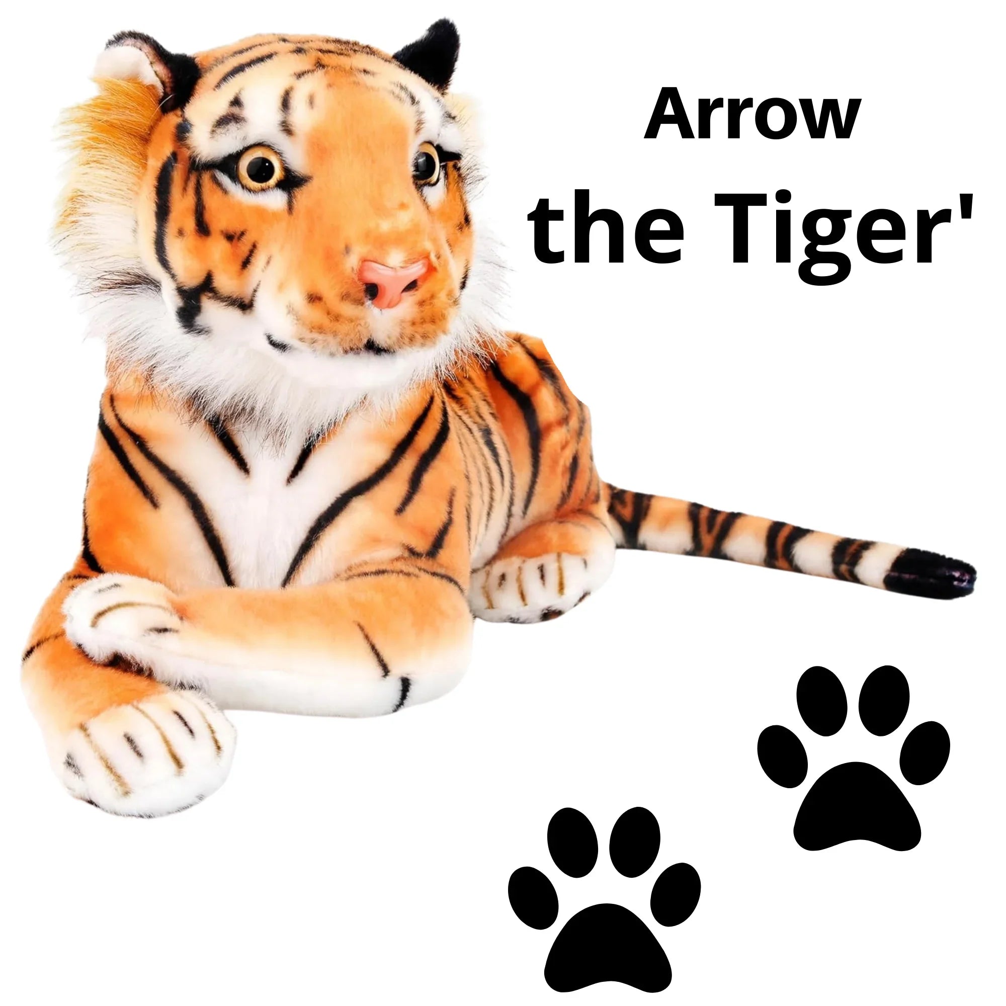 Extra-Large Tiger Plush Stuffed Toy Squeeze Me – 70cm | Soft Stuffed Animal Cushion & Gift (27.5 inches/70 cm) - 4A's Global