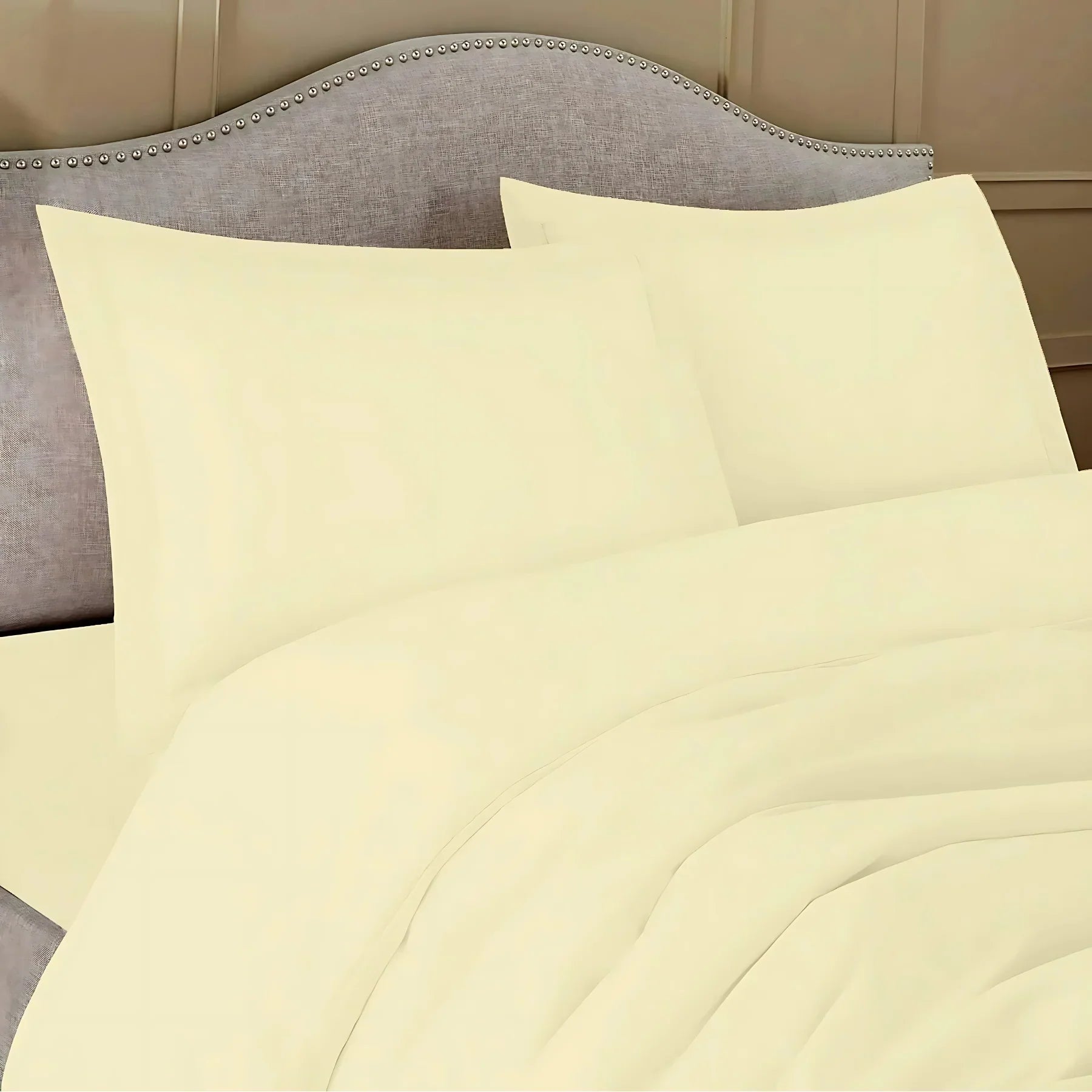 Double Duvet Cover - Premium King-Size Duvet Cover Set – Navy Percale, 3-Piece - Duvet with 2 Matching Pillowcases - Baby Yellow - 4A's Global