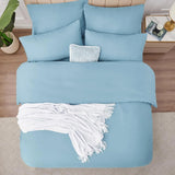 Double Duvet Cover - Plain Dyed Percale Duvet Quilt Cover Premium King-Size Duvet Cover Set Percale, 3-Piece -Baby Blue - 4A's Global