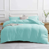 Premium King Size Percale Duvet Cover Set Plain Dyed 3 Piece Bedding Set with 2 Matching Pillowcases Soft Breathable Fabric Sea Green - 4A's Global