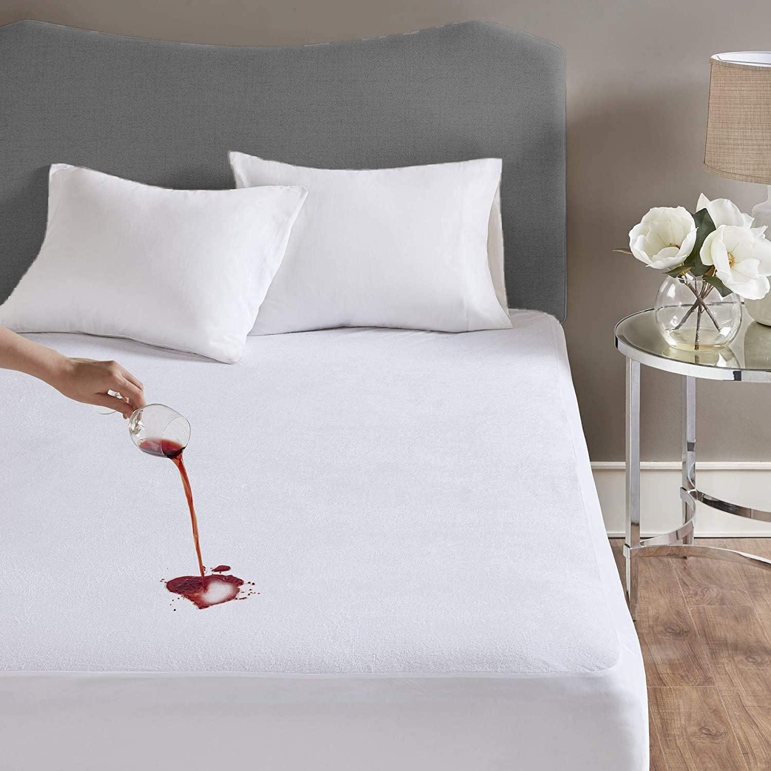 Waterproof Terry Towel Mattress Protector โ Soft, Breathable & Anti-Allergy | 30cm (12 Inch) Deep Skirt - 4A's Global