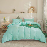Premium King Size Percale Duvet Cover Set Plain Dyed 3 Piece Bedding Set with 2 Matching Pillowcases Soft Breathable Fabric Sea Green - 4A's Global