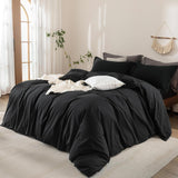 HIGH LIVING Bedding Double Duvet cover set with Pillow cases - Soft Microfibre Polyester Quilt Cover Set (Double Black) - 4A's Global