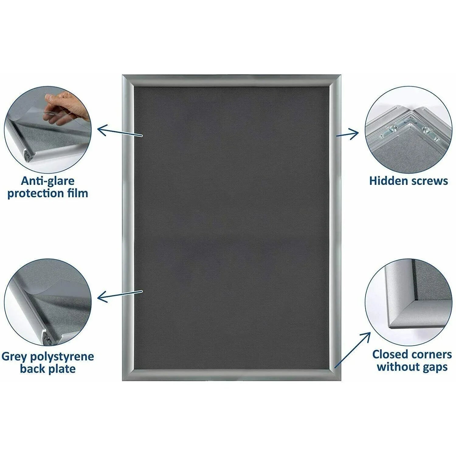 A2 Snap Frames Poster Clip Holders Displays Retail Wall Notice Boards (Silver) , Decor Photo - 4A's Global