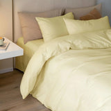 Double Duvet Cover - Premium King-Size Duvet Cover Set – Navy Percale, 3-Piece - Duvet with 2 Matching Pillowcases - Baby Yellow - 4A's Global