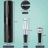 Automatic Electric Wine Bottle Opener Gift Set – Rechargeable, with Foil Cutter, Wine Pourer & Vacuum Stoppers - 4A's Global