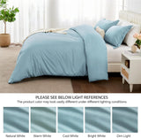 Double Duvet Cover - Plain Dyed Percale Duvet Quilt Cover Premium King-Size Duvet Cover Set Percale, 3-Piece -Baby Blue - 4A's Global