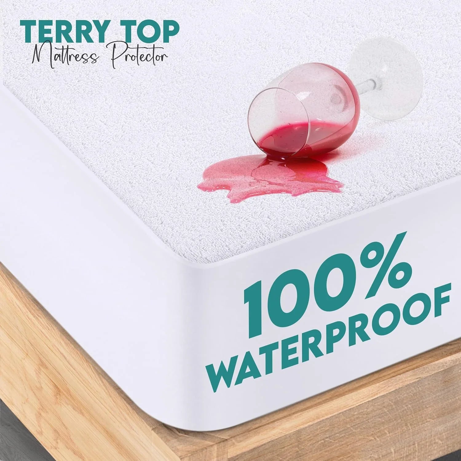 Waterproof Terry Towel Mattress Protector โ Soft, Breathable & Anti-Allergy | 30cm (12 Inch) Deep Skirt - 4A's Global