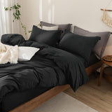HIGH LIVING Bedding Double Duvet cover set with Pillow cases - Soft Microfibre Polyester Quilt Cover Set (Double Black) - 4A's Global