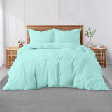 Double Duvet Cover - Plain Dyed Percale Duvet Quilt Cover Premium King-Size Duvet Cover Set – Navy Percale, 3-Piece Duvet Cover Set with 2 Matching Pillowcases - Sea Green - 4A's Global