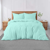 Premium King Size Percale Duvet Cover Set Plain Dyed 3 Piece Bedding Set with 2 Matching Pillowcases Soft Breathable Fabric Sea Green - 4A's Global