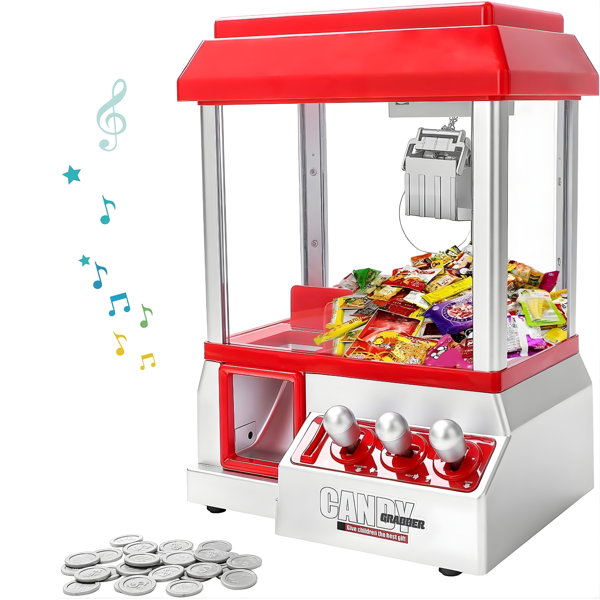 Candy Grabber Machine for Kids – Mini Claw Arcade Game Toy with Music & 20 Coins - 4A's Global