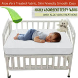 Terry Cot Waterproof Mattress Protector Soft Terry Towel Comfort Aloe Vera Treated for Toddlers Newborns Crib Cradle Cot Breathable Machine Wash Noiseless for Toddlers - 4A's Global