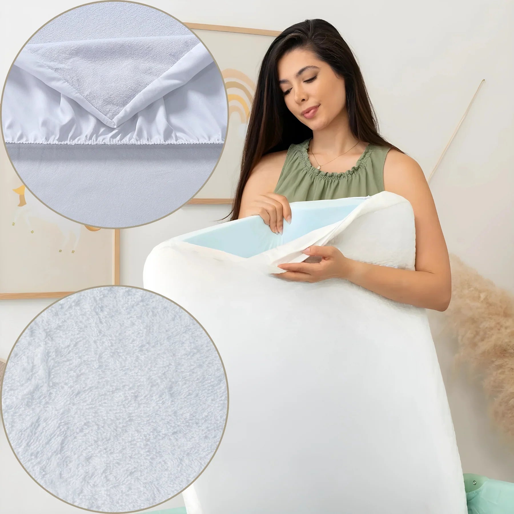 Terry Cot Waterproof Mattress Protector Soft Terry Towel Comfort Aloe Vera Treated for Toddlers Newborns Crib Cradle Cot Breathable Machine Wash Noiseless for Toddlers - 4A's Global