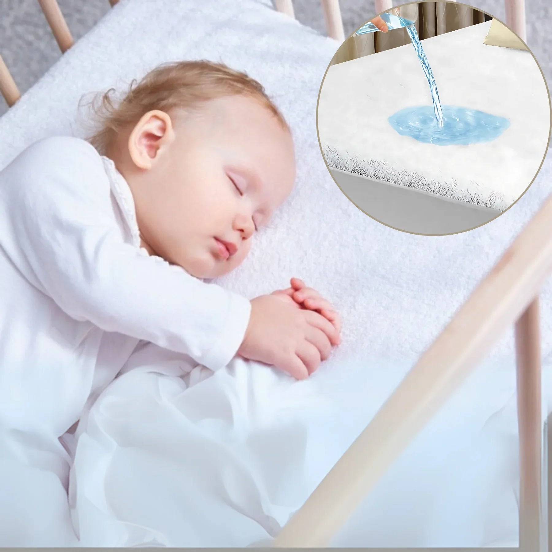 Terry Cot Waterproof Mattress Protector Soft Terry Towel Comfort Aloe Vera Treated for Toddlers Newborns Crib Cradle Cot Breathable Machine Wash Noiseless for Toddlers - 4A's Global