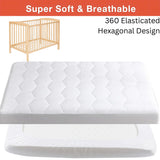 Baby Cot Mattress Protector Microfiber in Hexagonal Design 360 Elasticated Ultra Soft Breathable Machine Wash Noiseless for Toddlers Mattress Topper Protector Bed Sheet Kids Bedding Hypoallergenic - 4A's Global