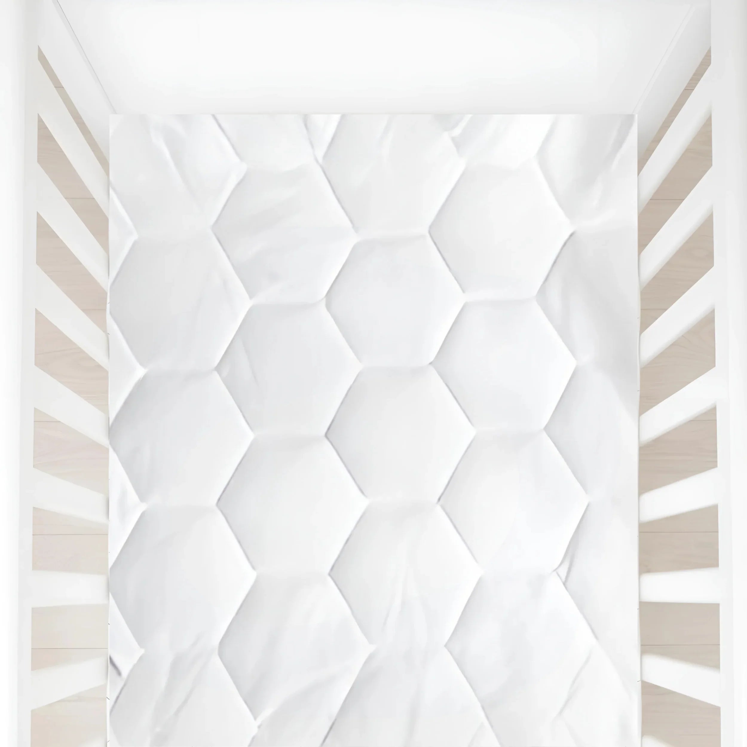Baby Cot Mattress Protector Microfiber in Hexagonal Design 360 Elasticated Ultra Soft Breathable Machine Wash Noiseless for Toddlers Mattress Topper Protector Bed Sheet Kids Bedding Hypoallergenic - 4A's Global