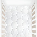 Baby Cot Mattress Protector Microfiber in Hexagonal Design 360 Elasticated Ultra Soft Breathable Machine Wash Noiseless for Toddlers Mattress Topper Protector Bed Sheet Kids Bedding Hypoallergenic - 4A's Global