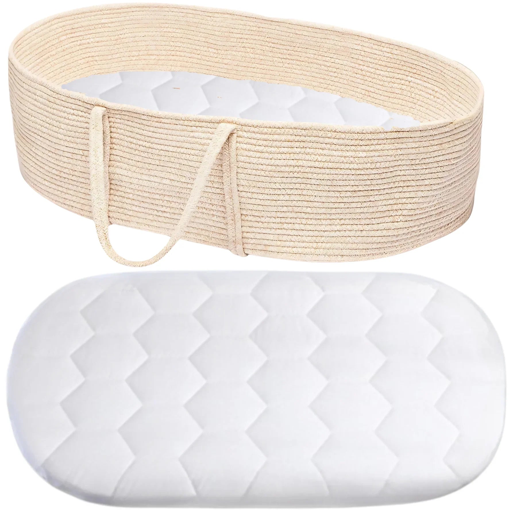 Baby Mattress Protector for Moses Basket, Cradle, Bassinet, Crib & Pram Basket – Soft, Breathable & Gentle Cover Hexagonal Design (75x37+15cm) - 4A's Global
