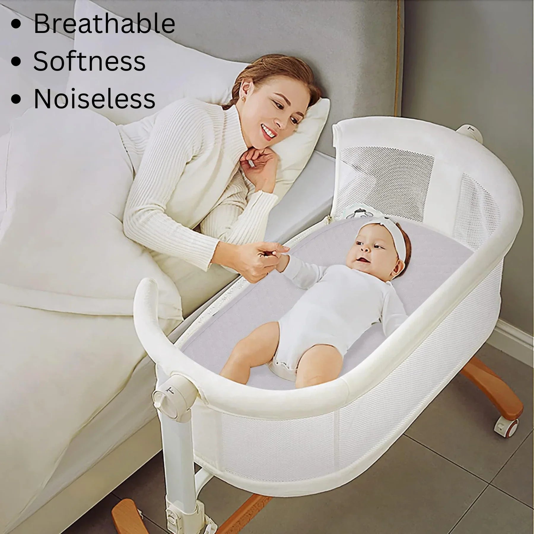 Baby Mattress Protector for Moses Basket, Cradle, Bassinet, Crib & Pram Basket – Soft, Breathable & Gentle Cover Hexagonal Design (75x37+15cm) - 4A's Global
