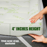 10cm Bamboo Cloud Mattress Topper | Extra Thick 4-Inch Luxury Loft | Breathable, Cooling & Hypoallergenic | Hotel Quality Bed Topper (UK Standard)