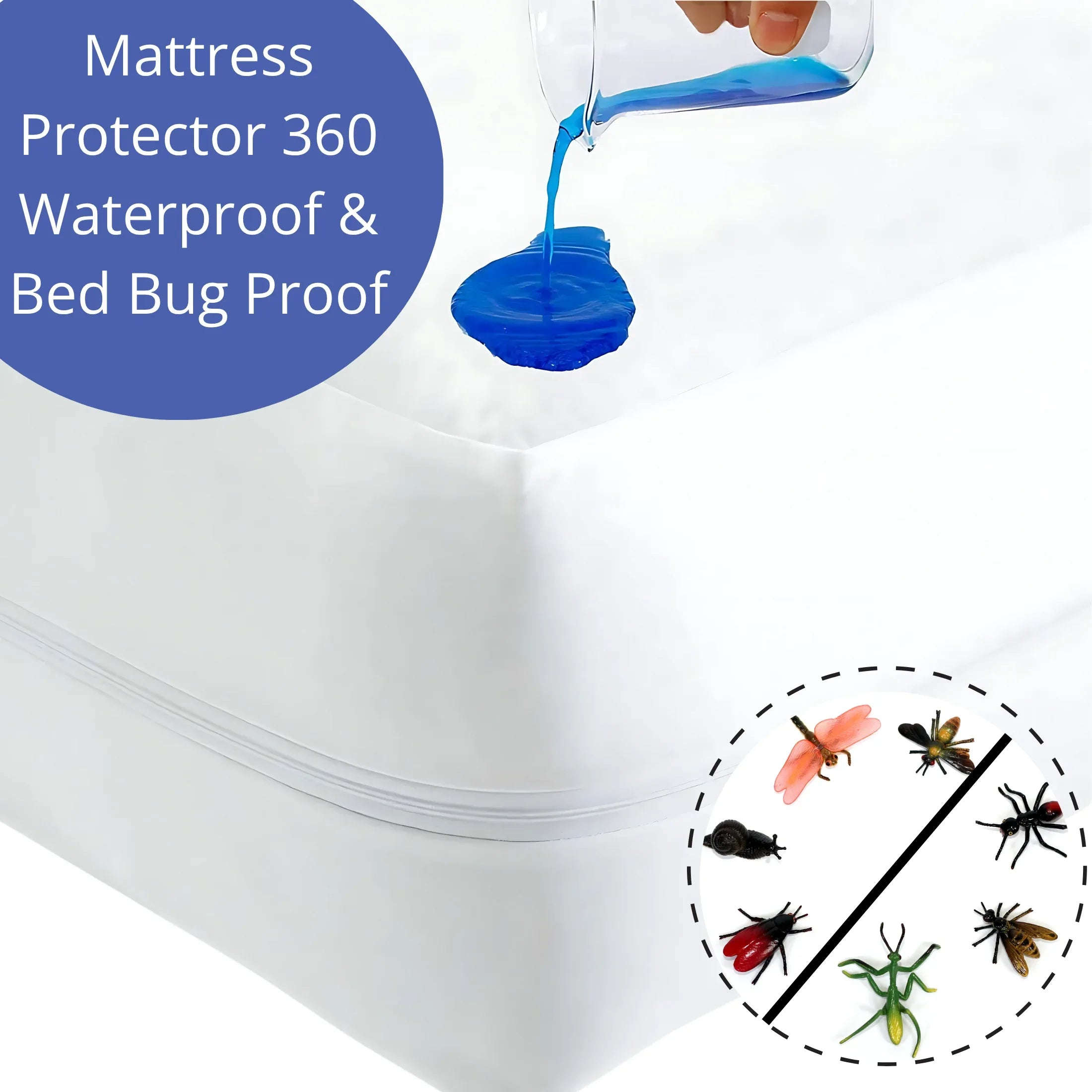 CL Fully Zippered Waterproof Mattress Protector Encasement – Bed Bug Proof, Anti-Allergy & Deep Fit - 4A's Global