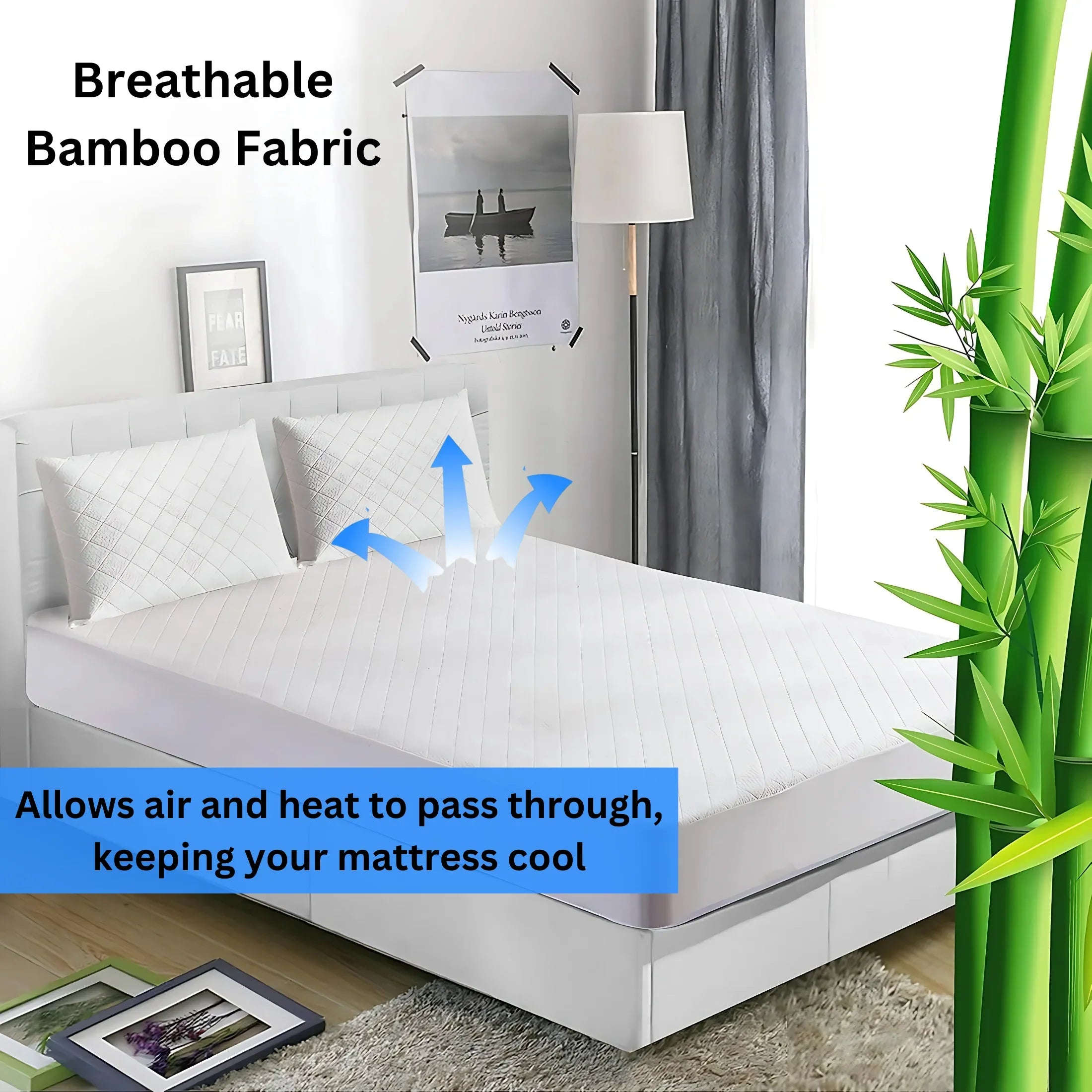 CL Waterproof Bamboo Mattress Protector – Hypoallergenic, Breathable, Fitted Sheet Design, Noise-Free Protection - 4A's Global