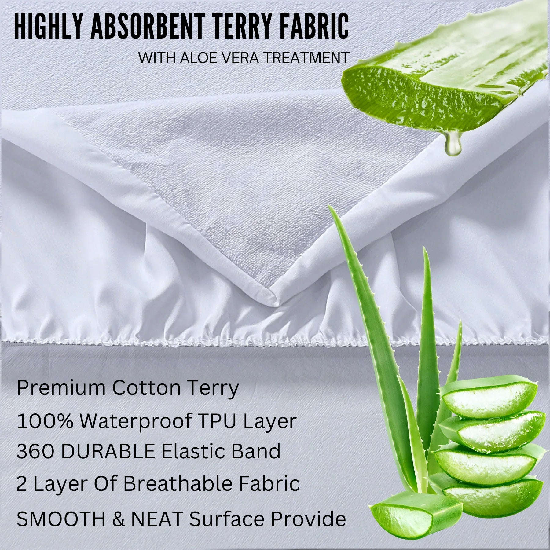 CL Waterproof Terry Winter Bed Sheet – Soft, Breathable & Allergy-Proof Bedding Protection - 4A's Global