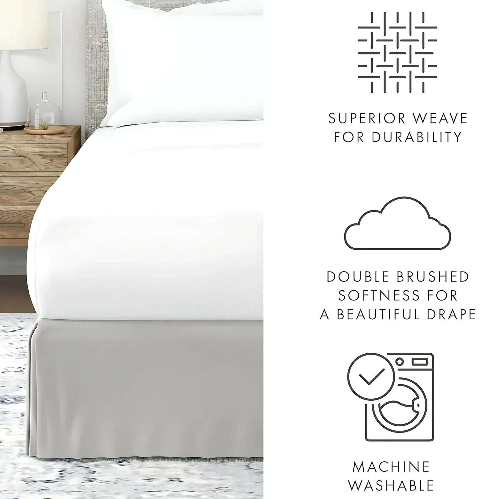 Luxury Pleated Valance Sheets – Hotel-Quality Polycotton Bedding for a Stylish Bedroom Upgrade - 4A's Global