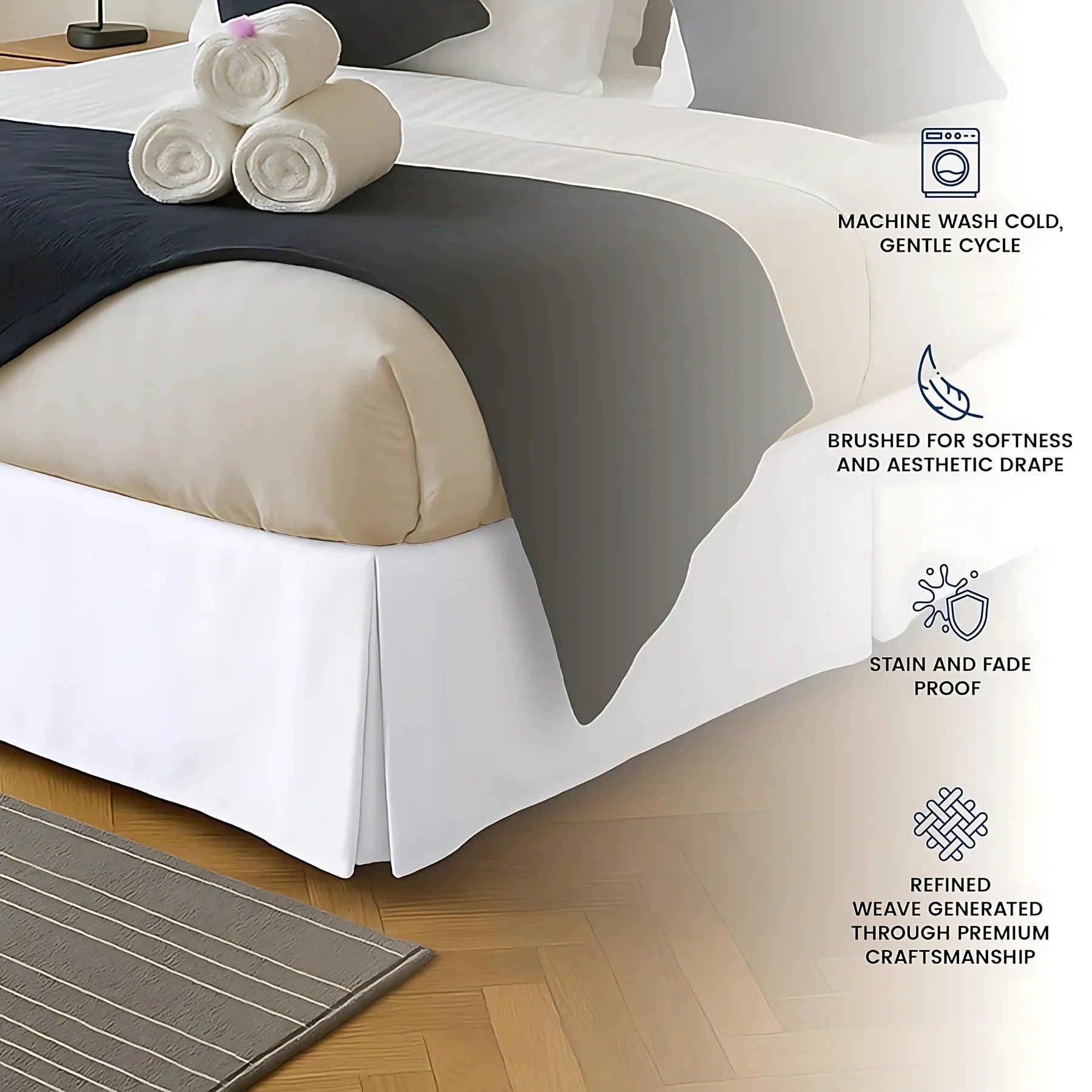 Luxury Pleated Valance Sheets β Hotel Quality Poly-Cotton Platform Base Sheets for Ultimate Comfort & Style - 4A's Global