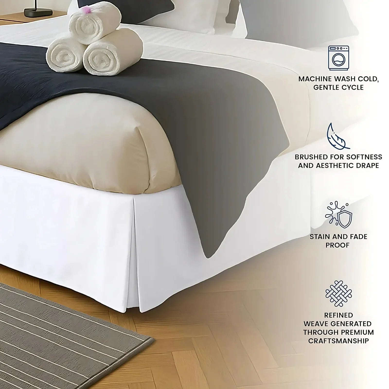 Luxury Pleated Valance Sheets – Hotel-Quality Polycotton Bedding for a Stylish Bedroom Upgrade - 4A's Global