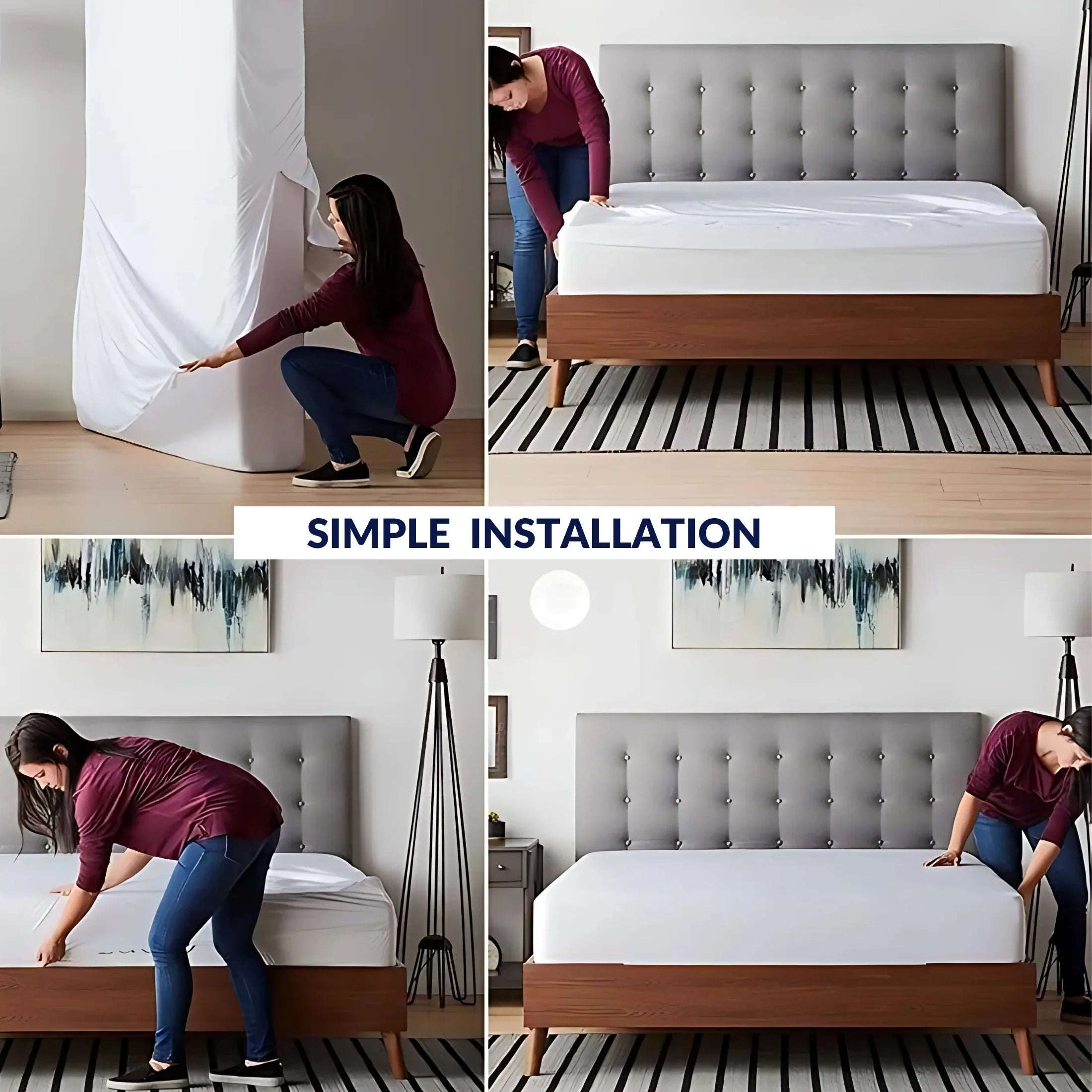 HH Fully Zippered Waterproof Mattress Protector Encasement – Bed Bug Proof, Anti-Allergy & Deep Fit (Copy) - 4A's Global