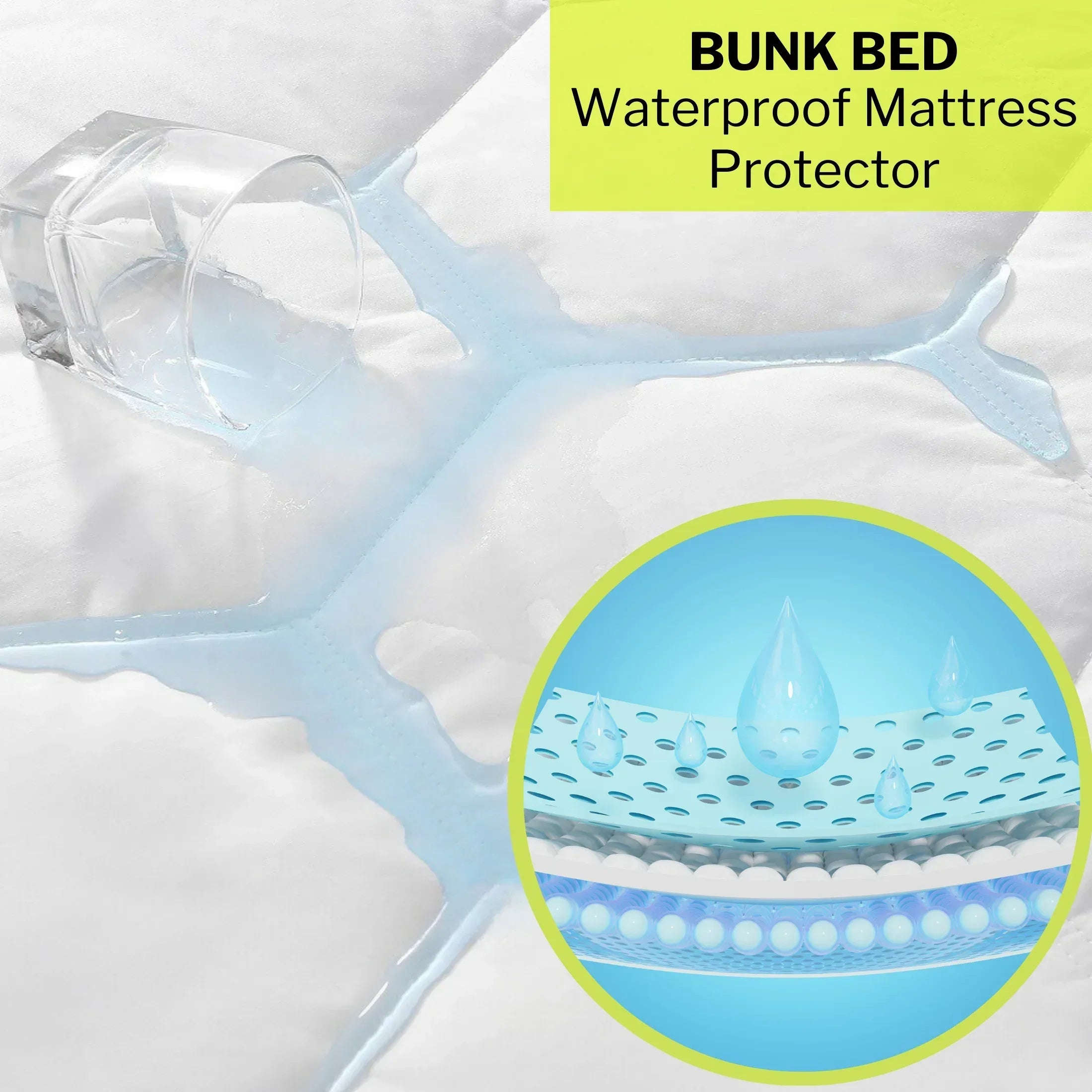4AS Bunk Bed Waterproof Mattress Protector 30cm Deep - Hotel Quality Sheet Deep Pocket Elasticized Fitted Cover Quilted Soft Touch Breathable Noise-Free Hexagonal Design White - 4A's Global