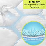 4AS Bunk Bed Waterproof Mattress Protector 30cm Deep - Hotel Quality Sheet Deep Pocket Elasticized Fitted Cover Quilted Soft Touch Breathable Noise-Free Hexagonal Design White - 4A's Global